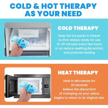 Reusable Postpartum Perineal Ice Pack - Hot & Cold Therapy Pads for Hemorrhoid Relief, Uterine Cramps, C-Section Recovery, Reduces Swelling - Hypoallergenic & Leak-Proof (Blue) - color: Blue