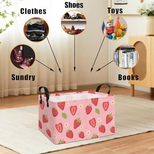 Rectangular Collapsible Storage Basket Toy Organizer Flower Strawberry - color: Rec Flower Strawberry