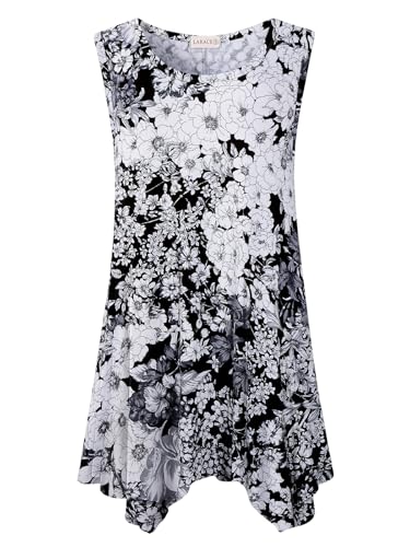 LARACE Womens Plus Size Tank Tops Summer Sleeveless Casual Loose Tunic - color: A-black36, size: 3X