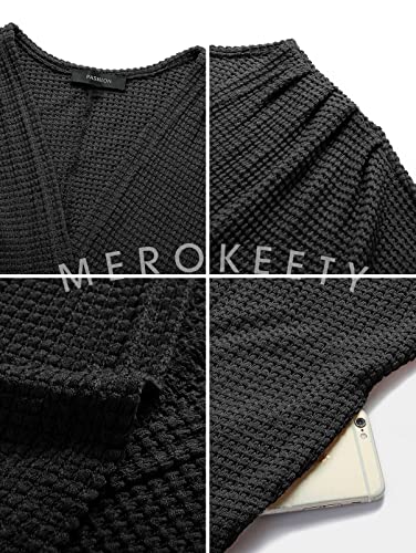 MEROKEETY Cardigan Sweaters for Women Oversized Long Cardigans Fall Outfits - color: Black, size: Small