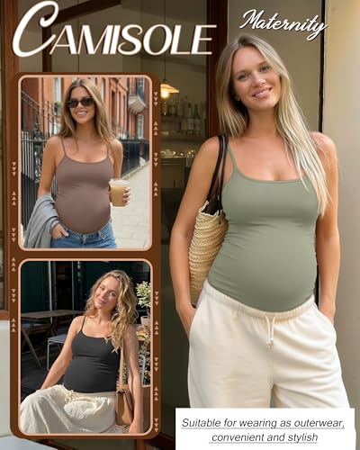 3 Pack Womens Maternity Nursing Camisoles - color: Gray Green, Coffee, Black, size: Large