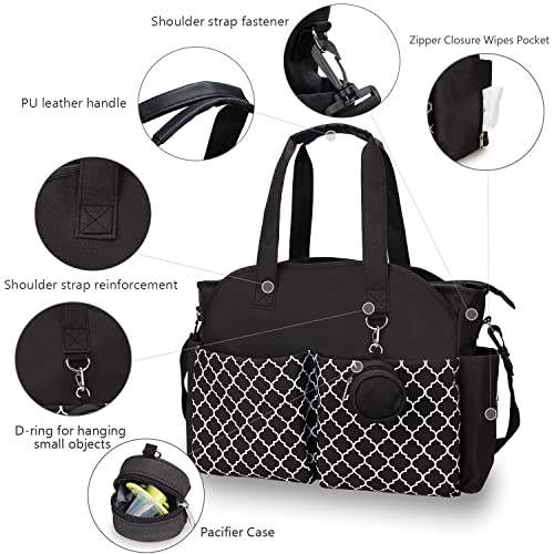 Diaper Bag Tote Large Baby Changing Bag with Changing Station - color: Black