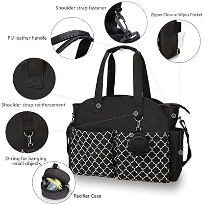 Diaper Bag Tote Large Baby Changing Bag with Changing Station - color: Black
