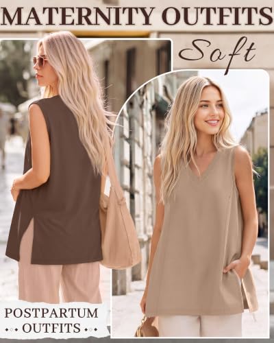 4 Pcs Womens Maternity Nursing Tank Tops - color: Cream, Khaki, Coffee, Black, size: Medium