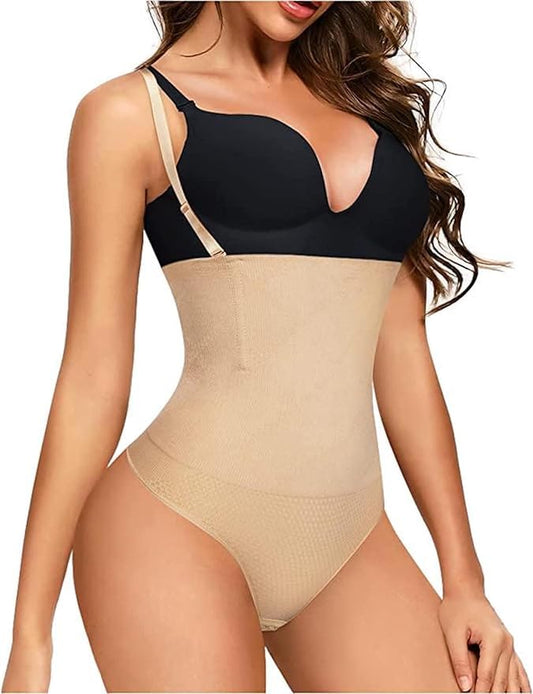 ShaperQueen102A Thong - Women Shapewear Panty Bodysuit High-Waisted Tummy Control Sexy Faja Girdle Cincher Body Shaper - color: Nude, size: XX-Large