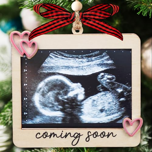 Baby Ultrasound Photo Frame Ornament, Pregnancy Reveal Gift - color: Pink Coming Soon Frame