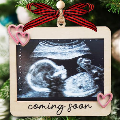 Baby Ultrasound Photo Frame Ornament, Pregnancy Reveal Gift - color: Pink Coming Soon Frame