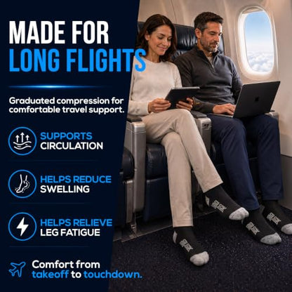 SB SOX Lite Compression Socks for Flying (15–20 mmHg) - color: Black/Blue, size: S/M