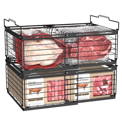 NADAMOO Expandable Chest Freezer Organizer, Stackable Wire Baskets - size: 2 Packs