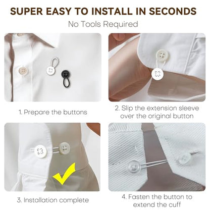 9PCS Collar Extenders for Dress Shirts, Soft Elastic Neck Button Extender Compatible with Men's Button-Up Shirts, Instant 1-1.5 Inch Extra Space for Tight Collars (9, Black)