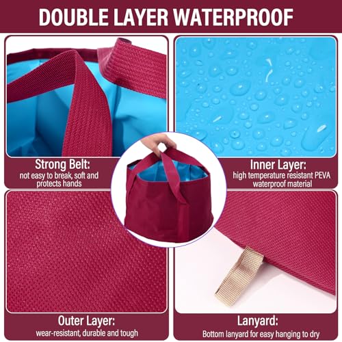 FillTouch 6 Set/ 12 Pcs Foot Soaking Tub with Towel Kit, Claret - color: Claret