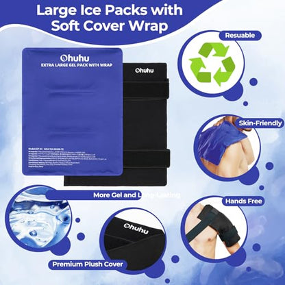 Ohuhu Ice Pack for Injuries Reusable X-Large 14"x11" Hot Cold Pack Wrap - color: Blue, size: 14"x11"(1 Pack)