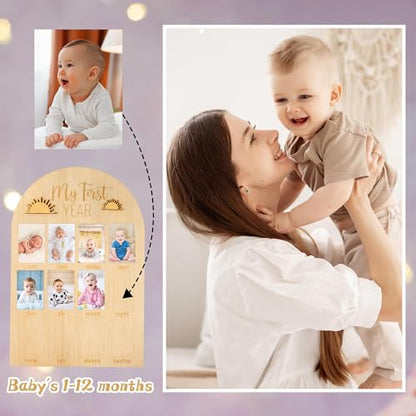 R HORSE 3D My First Year Photo Frame Board Fits 2 x 3 Inch Photo Display - color: Boho Sun