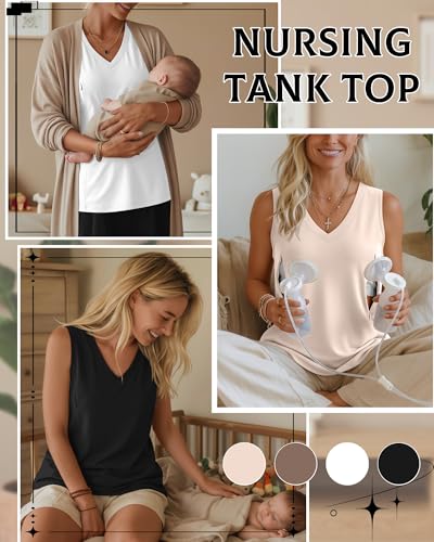 4 Pack Womens Nursing Tank Tops - color: Black, White, Coffee, Cream, size: X-Large