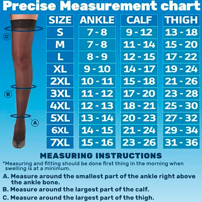 ABSOLUTE SUPPORT Women Compression Thigh High, 15-20mmHg, Black, Large - color: Black, size: Large
