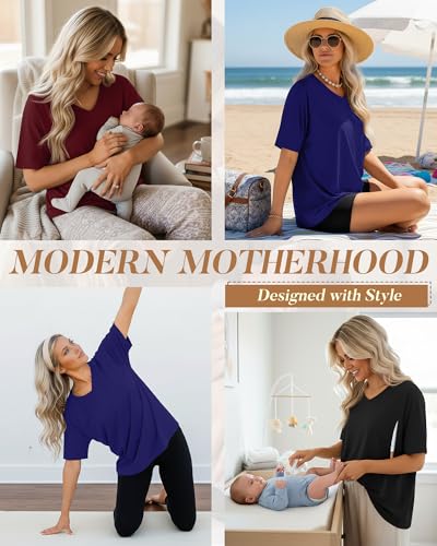 3 Pack Women's Nursing Shirts - color: Black, Dark Blue, Burgundy, size: X-Large
