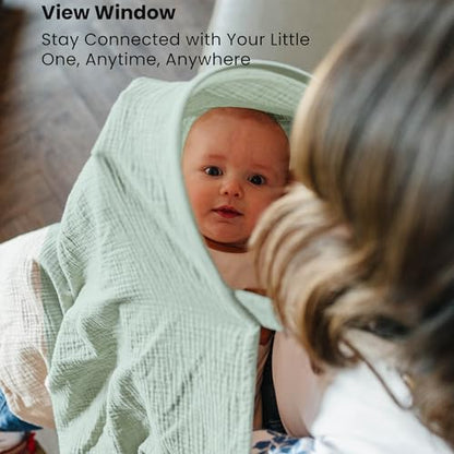 Konssy 2-Pack Muslin Nursing Cover Up for Breastfeeding Mom with Rigid Hoop - color: Green,Leafy