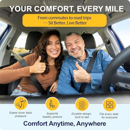 kingphenix Memory Foam Car Seat Cushion for Driving Comfort and Office Use - color: Leather & 4d Mesh Black
