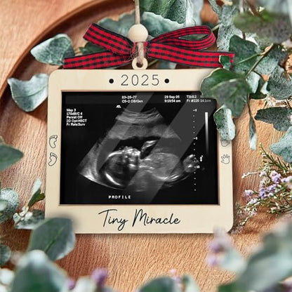 Ultrasound Photo Frame Ornament, Baby Announcement Keepsake - color: Tiny Miracle Premium