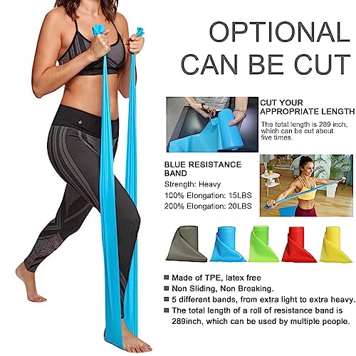 8-Yard Latex-Free Resistance Band Roll for Physical Therapy and Exercise - color: Blue - Heavy