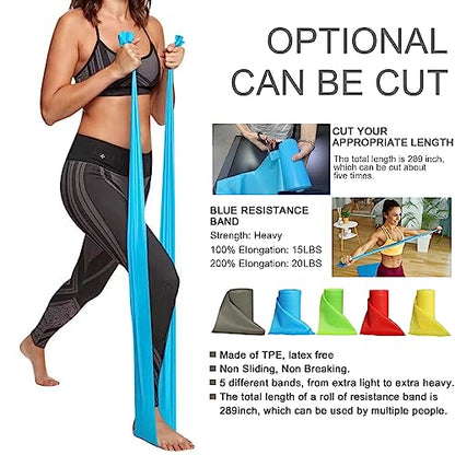 8-Yard Latex-Free Resistance Band Roll for Physical Therapy and Exercise - color: Blue - Heavy