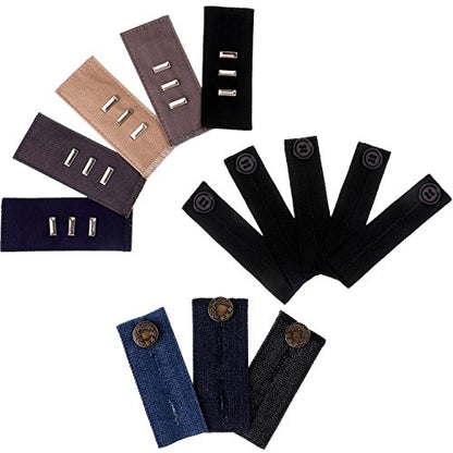 13 Pcs Waist Extenders Set Elastic Waist Extenders Adjustable Button Expanders for Women Men Pregnancy Jeans Skirt Trousers Collar Dress, 3 Types