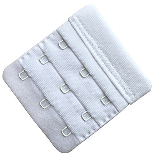 Women Pack of 3 Soft Comfortable 3 Hooks Bra Extender,2.4"x 2.3" - color: White, 3/4 Inch Spacing