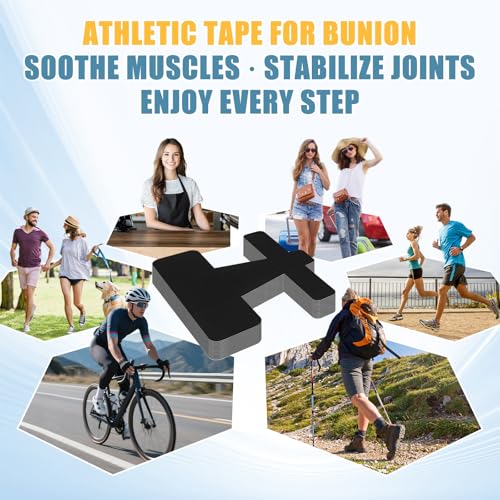 Kinesiology Tape for Bunion, 20 Pcs Pre-Shaped Athletic Tape - color: Black