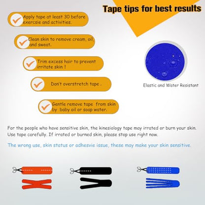 2 Pack Kinesiology Tape Precut, 40 Athletic Strips for Knee Shoulder - color: Black+beige