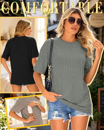 Ficerd 3 Pack Women Oversized Nursing Shirts - color: Khaki, Army Green, Black, size: X-Large