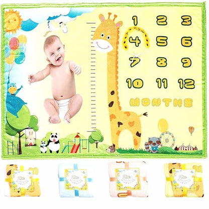 Baby Monthly Milestone Blanket Large 60"x40" Memory Blanket w/Growth Tracker - color: Yellow