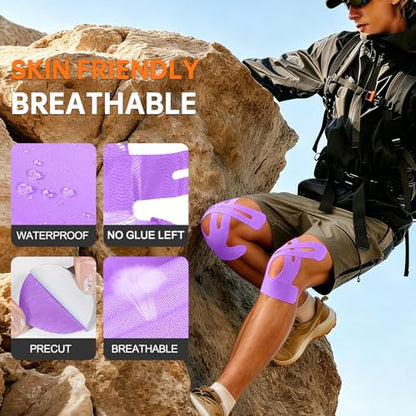 Precut Kinesiology Tape for Knees, 10 Pcs, Purple - color: Purple, size: 10 Pcs