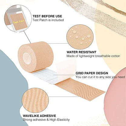 Anti-Wrinkle Face Tape Complete Set — Kinesiology Roll Tape & 120 Pre-Cut Strips for Face & Neck