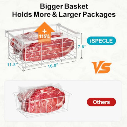 iSPECLE Freezer Organizer Bins - Wire Baskets for Frozen Food, 3 Pack White - color: Large White-3 Pcs