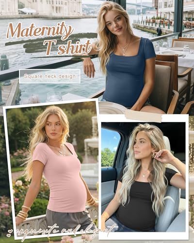 4 Pack Womens Maternity T Shirts - color: Haze Blue, Pink, White, Black, size: Small
