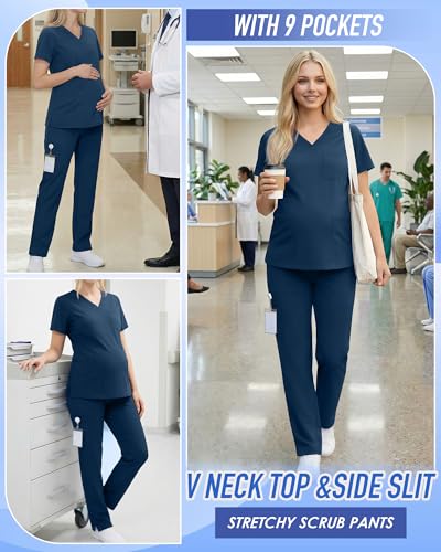 Women's Maternity Scrub Set - color: Blue Green, size: Medium