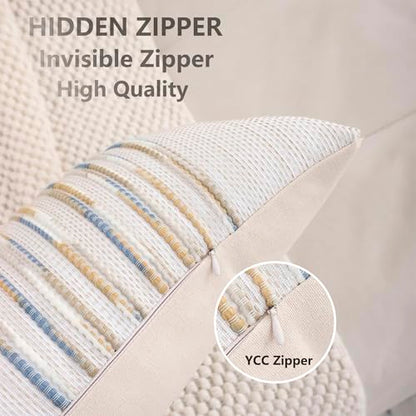 Boho Lumbar Throw Pillow Cover 14x36 Yellow Blue - color: Yellow-blue Stripe, size: 36" x 14" (Pack of 1)