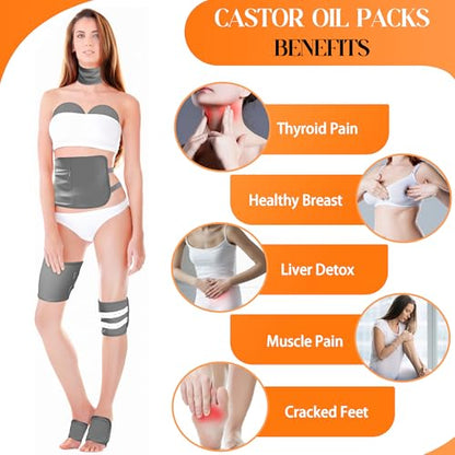 9 Pcs Reusable Organic Cotton Castor Oil Pack Wrap
