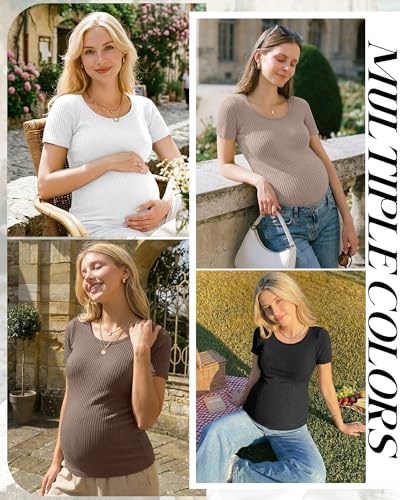 Oakgarden 4 Pack Women's Maternity Shirts - color: Latte, Coffee, White, Black, size: Small