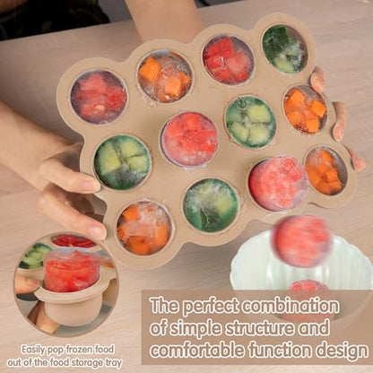 Silicone Freezer Tray with Clip-on Lid, 1.5oz x 12 Pods (Brown) - color: Light Brown (12 x 1.5 OZ)