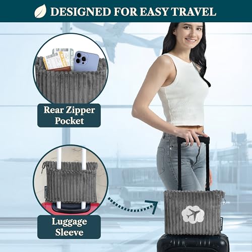 PAVILIA Travel Blanket Pillow, Soft Ribbed Fleece Airplane Blanket, Gray - color: Grey