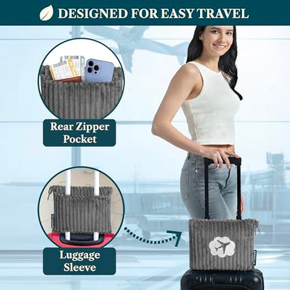 PAVILIA Travel Blanket Pillow, Soft Ribbed Fleece Airplane Blanket, Gray - color: Grey