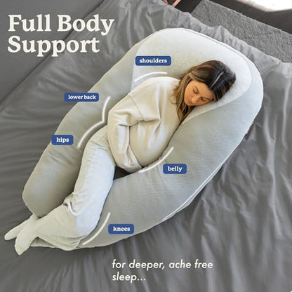 Plufl Hugl Cooling Body Pillow for Adults, U Shaped Pregnancy Pillow, Grey - color: Grey, size: Large