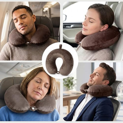 Travel Neck Pillow for Airplane with Pure Memory Foam(Dark Khaki) - color: Dark Khaki