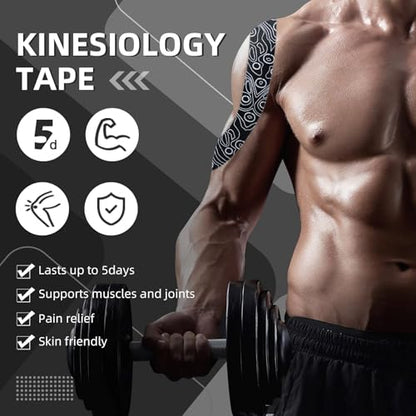 OK TAPE PRO Kinesiology Tape Uncut Roll Bulk, Elastic Physical Therapy Tape - color: Black B, size: 4 pack