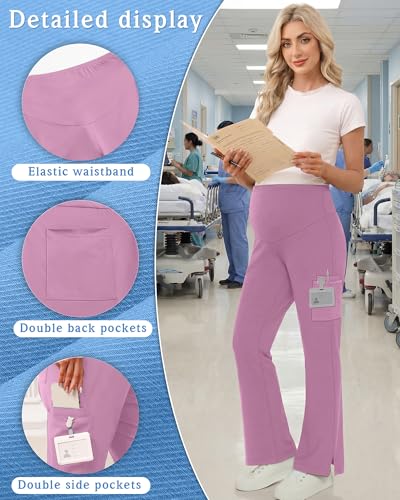 Women's Maternity Scrub Pants - color: Light Pink, size: Large