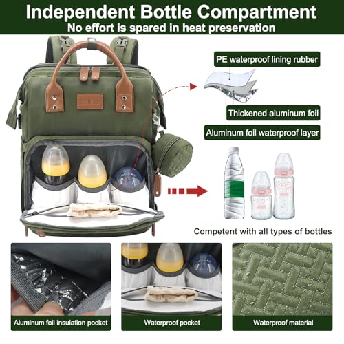 JOLLITO Diaper Bag Backpack with Changing Station,Baby Registry Search - color: Green