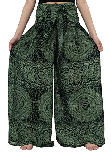 B BANGKOK PANTS Women's Boho Palazzo Pants - color: Blossom Green, size: 20-24 Plus