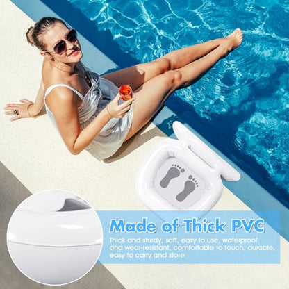 Inflatable Pool Foot Bath Basin,Foldable Foot Soaking Basin for Swimming Pool,Collapsible Foot Soaking Tub for Entry Ladder (White) - color: White