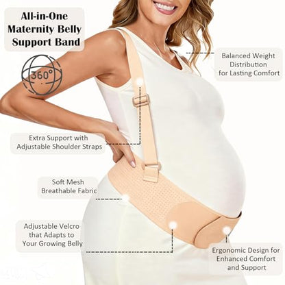 Pregnancy Belly Bands for Pregnant Women, Maternity Pregnancy Support Belt - color: Beige